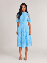 Lace Scoop Neck Midi Dress Wedding Guest