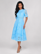 Lace Scoop Neck Midi Dress Wedding Guest