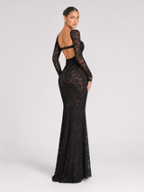 Lace Corset Long Sleeve Maxi Dress Wedding Guest