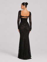 Lace Corset Long Sleeve Maxi Dress Wedding Guest