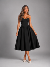Floral Corset Sweetheart Midi Dress Wedding Guest