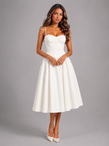Floral Corset Sweetheart Midi Dress Wedding Guest