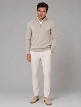 Men's Quarter-Zip Mock Neck Sweater With Contrast Trim