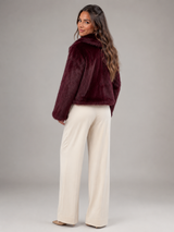 Women's Plush Cropped Faux Fur Jacket