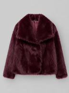 Women's Plush Cropped Faux Fur Jacket