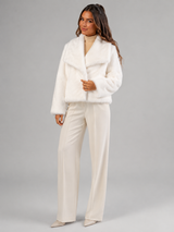 Women's Plush Cropped Faux Fur Jacket