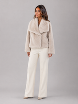 Women's Plush Cropped Faux Fur Jacket