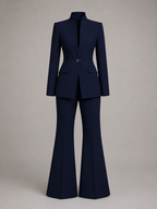 Women's Stand Collar Blazer & Trouser Suit Set
