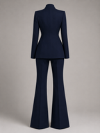 Women's Stand Collar Blazer & Trouser Suit Set