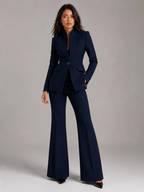 Women's Stand Collar Blazer & Trouser Suit Set