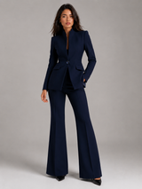 Women's Stand Collar Blazer & Trouser Suit Set
