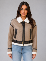 Faux Suede Aviator Jacket