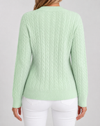 Women's Classic Cable Knit Crew Neck Sweater