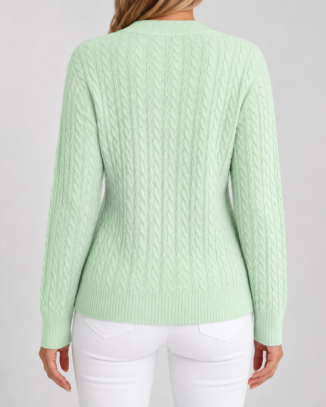 Women's Classic Cable Knit Crew Neck Sweater