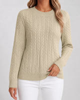 Women's Classic Cable Knit Crew Neck Sweater