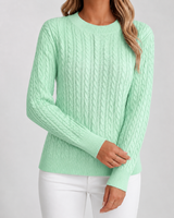 Women's Classic Cable Knit Crew Neck Sweater