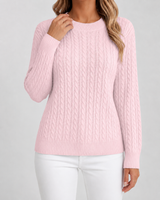 Women's Classic Cable Knit Crew Neck Sweater