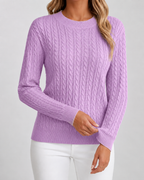 Women's Classic Cable Knit Crew Neck Sweater