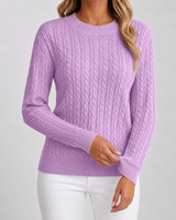 Women's Classic Cable Knit Crew Neck Sweater