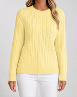 Women's Classic Cable Knit Crew Neck Sweater