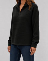 Women's Ribbed Quarter-Zip Pullover Sweater