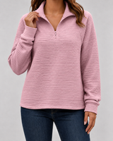 Women's Ribbed Quarter-Zip Pullover Sweater