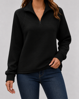 Women's Ribbed Quarter-Zip Pullover Sweater