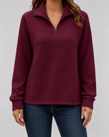 Women's Ribbed Quarter-Zip Pullover Sweater