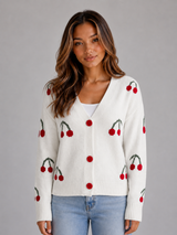 Cherry Print Knit Cardigan