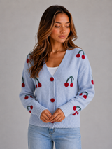 Cherry Print Knit Cardigan