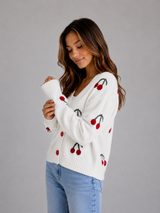 Cherry Print Knit Cardigan