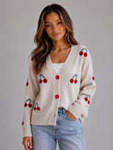 Cherry Print Knit Cardigan