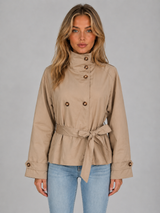Cropped Trench Jacket - Beige