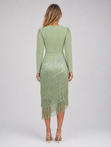 Fringe Midi Occasion Dress