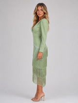 Fringe Midi Occasion Dress