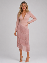 Fringe Midi Occasion Dress