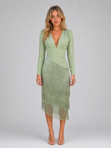 Fringe Midi Occasion Dress
