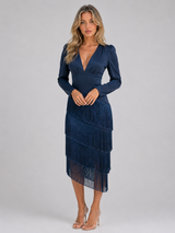 Fringe Midi Occasion Dress
