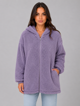 Hooded Longline Teddy Cardigan