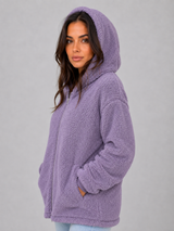 Hooded Longline Teddy Cardigan