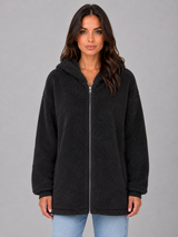 Hooded Longline Teddy Cardigan