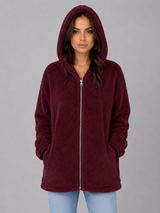 Hooded Longline Teddy Cardigan