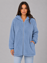 Hooded Longline Teddy Cardigan