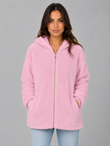 Hooded Longline Teddy Cardigan