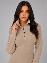 Knitted Polo Midi Dress