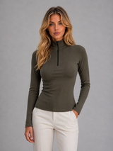 Ribbed Half Zip Top