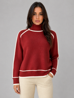 Women's Contrast-Trim Roll Neck Jumper