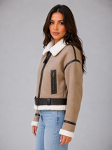 Faux Suede Aviator Jacket