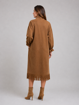 Suede Look Fringe Midi Dress