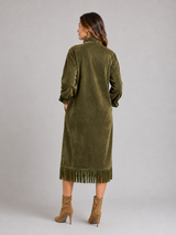 Suede Look Fringe Midi Dress